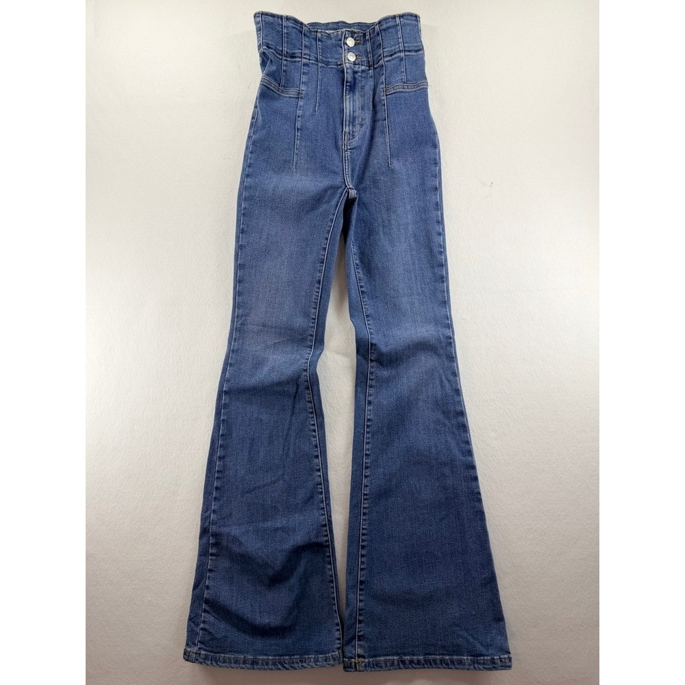 We The Free High Rise Flare Jeans Size 27 Blue Bell Bottom Denim